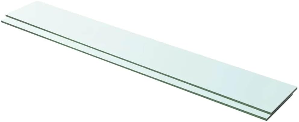 Set of 2 Tempered Glass Floating Shelves 39.4 x 5.9 in, Wall Mounted Clear Storage Shelves for Bathroom, Living Room, and Home Decor, Heavy Duty Display Ledge