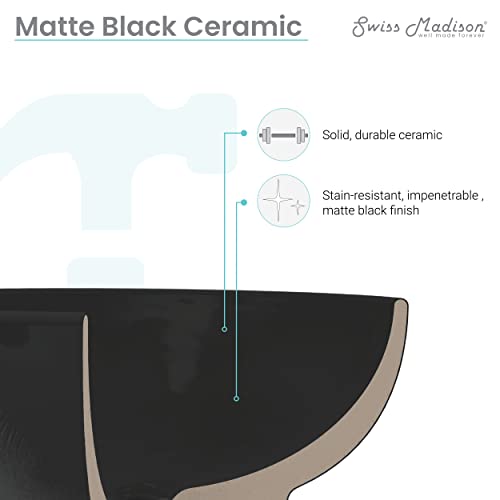 24\" Vanity Top Bathroom Sink with 4\" Centerset Faucet Holes in Matte Black - Thumbnail 7