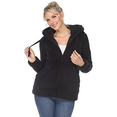 white mark Women's Zip-Up Hooded Sherpa Jacket with Front Pockets Cover
