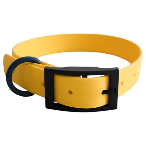 Hundehalsband aus Biothane, abwaschbar, geruchsneutral und pflegeleicht für kleine bis mittelgroße Hunde (Gelb, L)