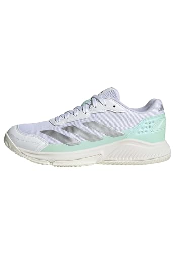 adidas Donna Courtquick W Padel Shoes, Ftwr White/Silver Met./Clear Mint, 39 1/3 EU