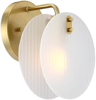 DESIGNERS FOUNTAIN Sky Fall 8 inch 1-Light Brushed Gold Wall Sconce Light with Etched Fluted Glass Shade, D311C-WS-BG