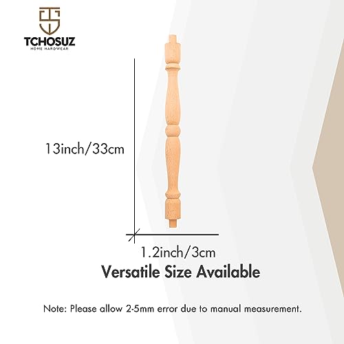 TCHOSUZ 6 Pack 13 Inch Unfinished Wooden Baluster Spindles, European Decorative Unpainted Wood Newel Post Handrail for DIY Staircase Furniture Woodworking Crafts Home Improvement - Thumbnail 2