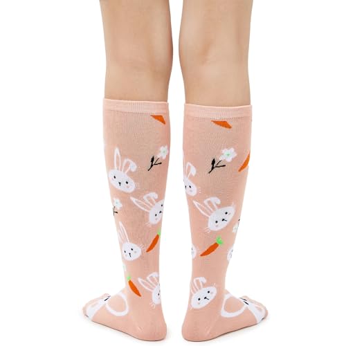 Image of Zando Knee High Socks for Women Striped Athletic Long Tall Tube Socks Outdoor Sports Casual Thigh High Stockings