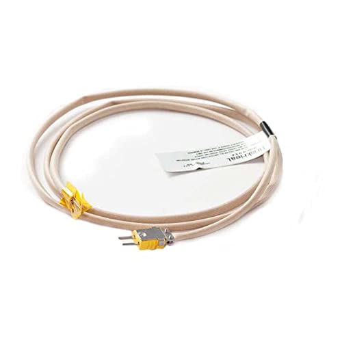 BriskHeat TAKN10-DA Type-K Thermocouple With Mini Connector For Indoor Use, Fiberglass Sleeving, 24 AWG Fiberglass Insulated Wire, Length: 10-Feet