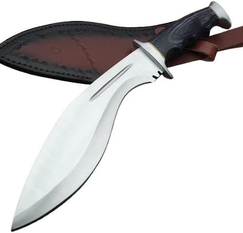 WARIVO - Cuchillo Kukri D2 hecho a mano de 15 pulgadas, machete de espiga completa de hoja fija para limpiar bosques, trabajo en el patio,