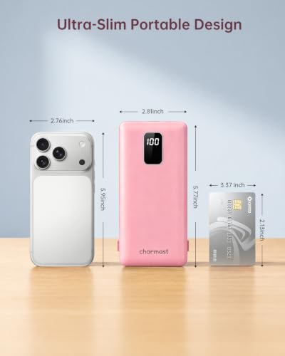 Image of charmast Portable Charger Power Bank Built in Cables,10000mAh Battery Pack
