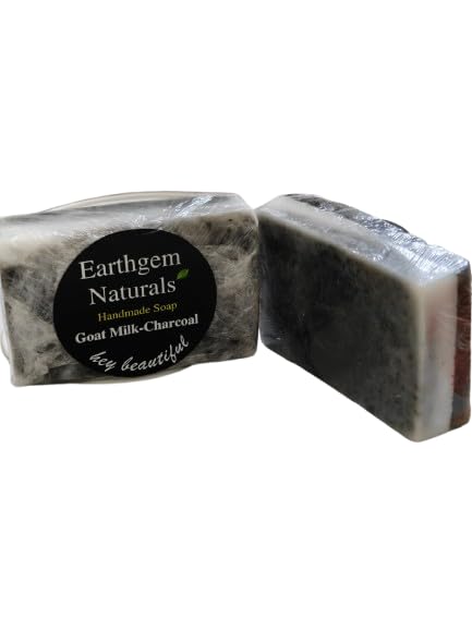 Image of EARTHGEM Beetroot and Goat Milk Charcoal Soap Combo Glow Detox Deep Cleansing Bathing Bars Smooth Healthy Skin Care Routine | 100 Each