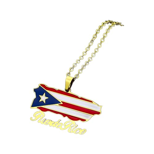 Carte des États-Unis collier argent 925, pendentif drapeau Porto Rico pour homme et femme
