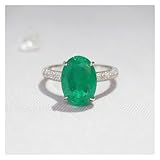  Aqxyedc Anillos de Dedo ovalados de Plata de Ley 925 for Mujer, Elegante Anillo de turmalina Paraiba, joyería clásica de Compromiso for Boda wanglan(Verde,8)