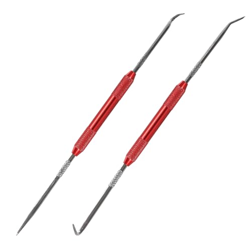 DXNQ 2 PCS Hook and Pick Set Puller Remover, Precision Pick and Hook Set, Easy Removal Tool for Auto Oil Seals O-Ring Seal Gasket, Pointed Oil Seal Screwdriver Hook Set for Most Vehicles (Red)