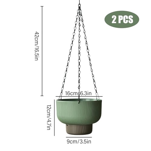 Pots de fleurs suspendus 16 cm panier suspendu double usage avec réserve d'eau vert