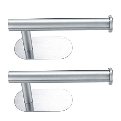 2 Piezas Portarrollos Papel Higiénico, Colgador Soporte de Papel Higiénico Sin Taladro, Portarrollos Baño Autoadhesivo Acero Inoxidable para WC Baño Cocina