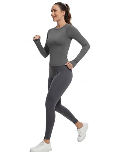 Image of MathCat Workout Shirts for Women Long Sleeve, Workout Tops for Women, Quick Dry Gym Athletic Tops,Seamless Yoga Shirts XS-XL