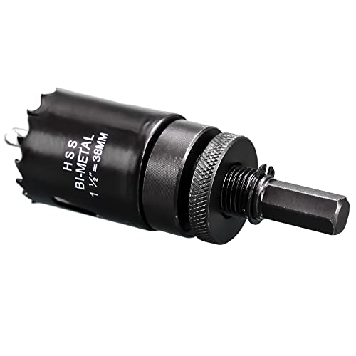 38mm HSS Hole Saw, M42 Bi-Metal Wood Hole Dill Bit 1.5" Diameter, Round drill Cutter for Pipe Vent, Plasterboard, Plastic and Copper
