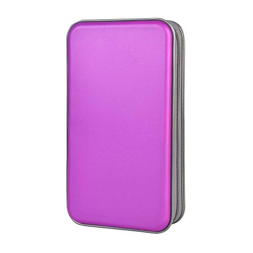 Alachi Eu Porta Cd Custodia, Plastica Dura Da 96 Capacità Porta Cd Borsa Custodia Cd Auto Protettiva Portafoglio Organizer (96 Capacità, Viola)