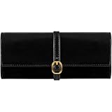 Time Resistance Schwarz Leder Schmuck Organizer – 100% Leder Schmuckrolle für Reisen Hergestellt in Italien – Reise Schmucketui aus Vollnarbenleder - Travel Jewelry Case – Jewellery Organizer