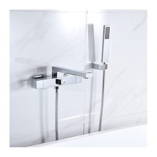 Ensemble de douche thermostatique mural avec colonne réglable et jet de pluie