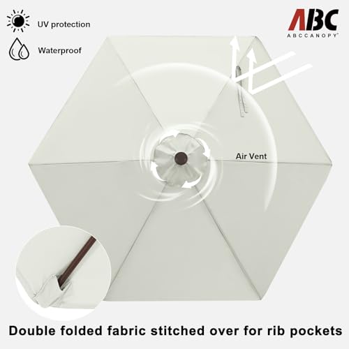 Image of ABCCANOPY 7.5FT Outdoor Patio Umbrella, UV Protection Table Umbrella w /Crank for Easy Set Up, Suitable for Garden, Lawn, Deck & Backyard (Light Beige) | Fade & UV Resistant Fabric,6 Fiberglass Ribs,Smooth Crank System,Wind Resistance,Great for Patio,Backyard,Garden,Deck