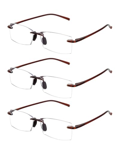 Image of TERAISE Rimless Reading Glasses Comfortable Lightweight Frameless Reader Men Women Blue Light Blocking Computer Eyeglasses