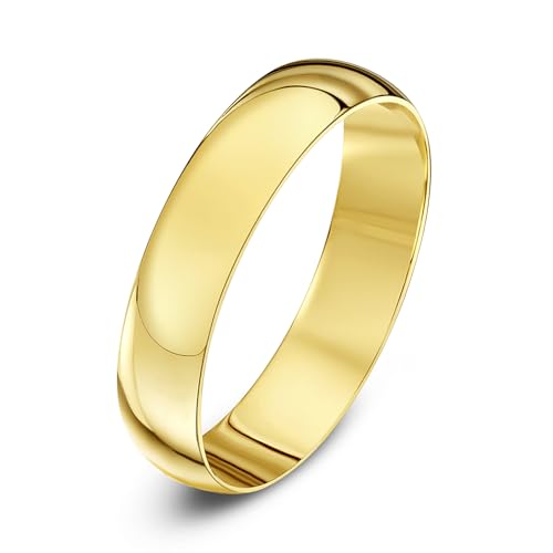 Theia Unisexe Alliance Or Jaune 9ct, Forme Demi-Jonc Lourd, Polie, 3mm - Taille 70
