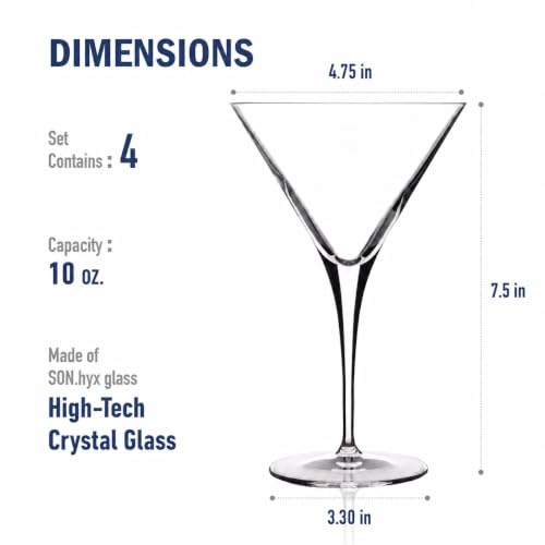 Luigi Bormioli Crescendo Martini Glasses, 10 Oz - Clear, Set of 4 by Luigi Bormioli - Used condition - Image 3