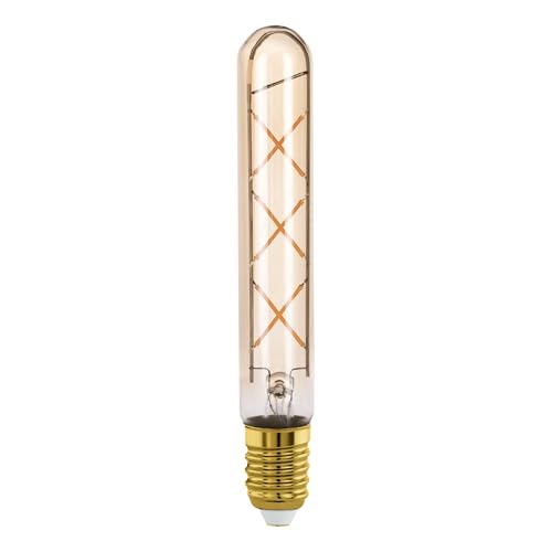 Eglo E27 LED Tube, Amber Vintage Filament Light Bulb, Tubular Edison lamp for Retro Lighting, 4 watt (Equivalent to 32 watt), 350 Lumen, Warm White Glow, 2200 Kelvin, T30, Ø 1.2