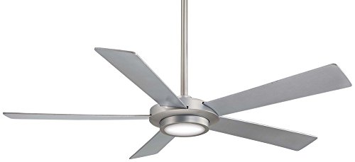 Free Shipping 🛒 Minka Aire F745-BN Sabot - 52 Inch Ceiling Fan with Light Kit, Brushed Nickel Finish with Silver Blade Finish with Frosted White Glass