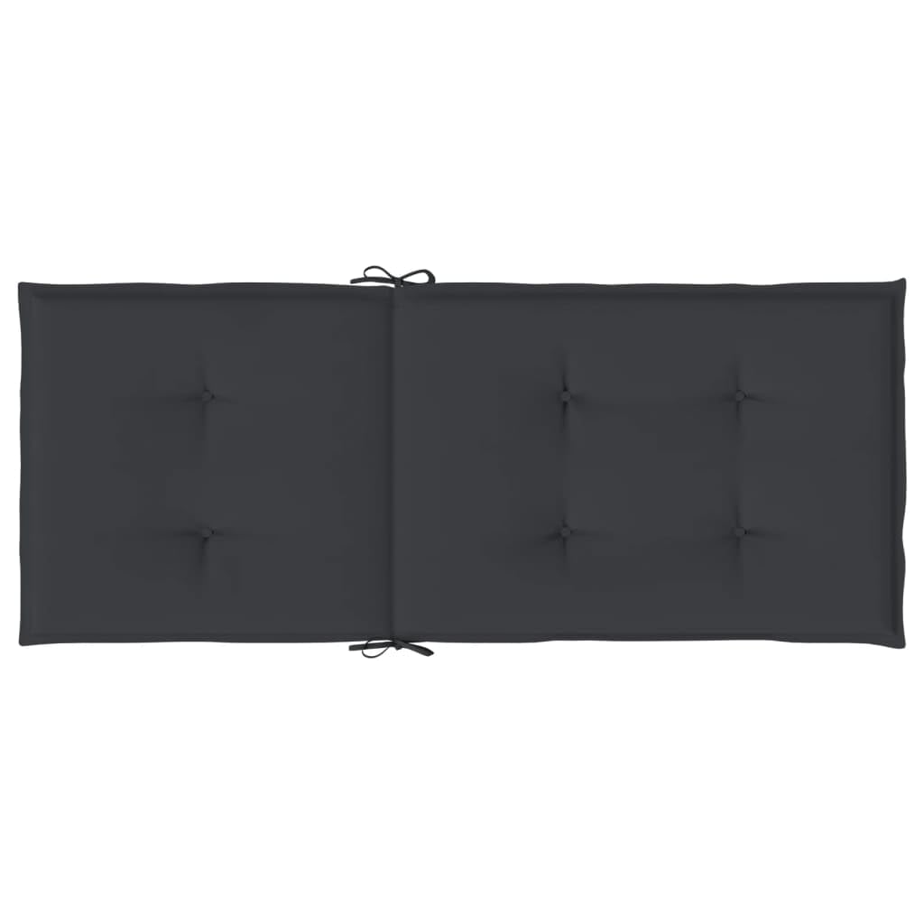 Hochlehner-Auflagen 4er Set, Gartenstuhlauflagen für Hochlehner, 120x50x3 cm Stuhlkissen für Gartenstühle und Sitzmöbel, Schwarz, Polyester, mit Befestigungsbändern