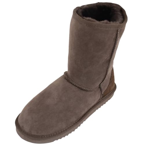 Image of SNUGRUGS Womens Double Faced Sheepskin Mid Calf Short Outdoor Boot, Chocolate, UK 7 / EU 40