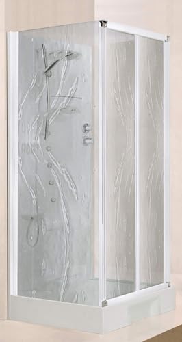 Novellini New Holiday S2F Idromassaggio 100x80 cm Cabina Doccia Multifunzione Rettangolare Apertura 2 Ante Soffietto Montaggio Muro Pannello Miscelatore Meccanico Vetro Aqua Profilo Bianco Alto 206cm
