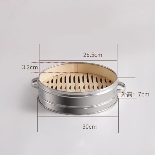 Set per cucina a vapore in bambù, cestello in acciaio inox a 2 livelli con coperchio, con vaporiera in bambù fatta a mano, uso domestico e commerciale