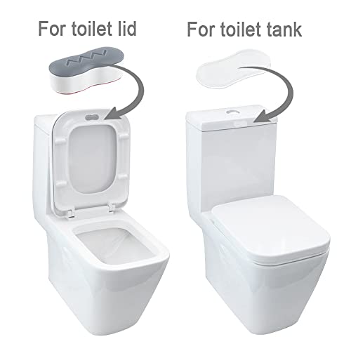 Bidet Bumpers - Universal Toilet Seat Buffer with 2 Heights Adjustment, Strong Self Adhesive (Grey & Clear, 5 for Lid, 2 for Tank)