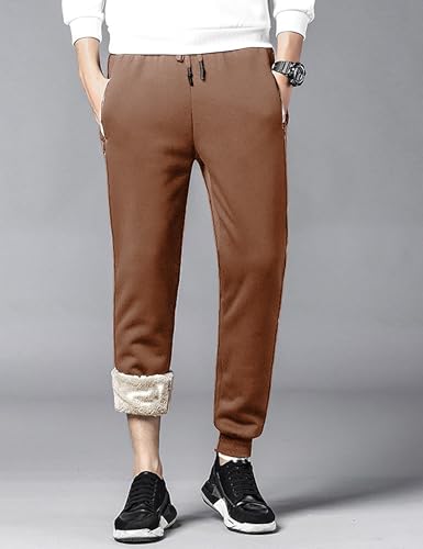 Faleave Men's Warm Sherpa Lined Sweatpants Fleece Pants Thicken Active Jogger Sports2