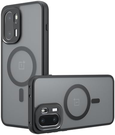 Case for OnePlus 15R/AEC 6/Ace 6T - [Compatible with MagSafe][Anti-Fingerprint] [Not Yellowing] [Droproof] [Sweat-Proof] Translucent Matte Back Shockproof Protective Phone Case,Black