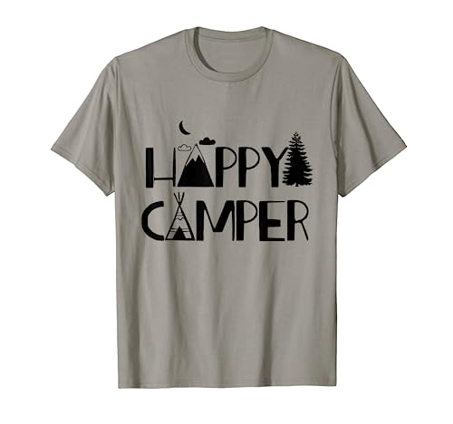 Divertido Happy Camper Senderismo Camping Amante al aire libre Camiseta