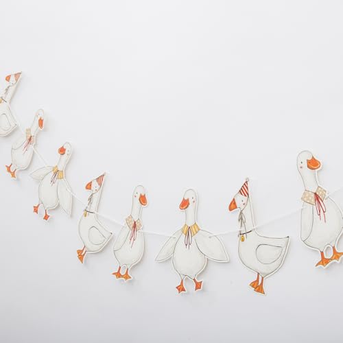 Image of Silly Goose Birthday Garland, Goose Themed Party Decorations, Farm Animal Party Supplies, Boy Girl Birthday Banner, Vintage Goose Animal Themed Banner
