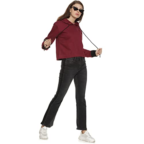 Image of Campus Sutra Cotton Women High Neck Sweatshirt