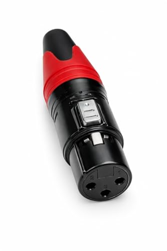 Image of Female XLR 3 Pin Connector with Solder Terminal, Professional Audio Cable Plug, Black and Red