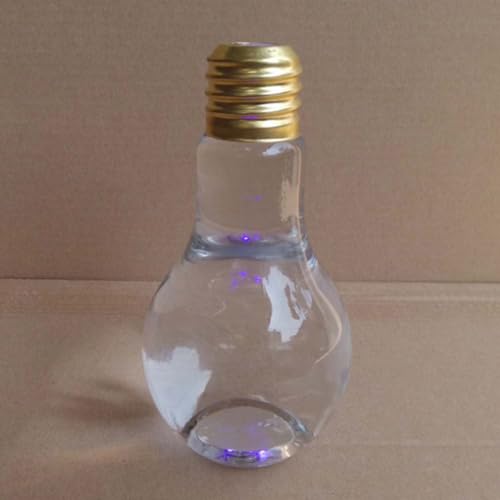 Botella de vidrio de 500ml con forma de bombilla y pajita 6