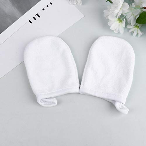 Lurrose 3Pcs Microfiber Face Cleansing Gloves Makeup Remover Face Cleansing Towel Cloth Spa Mitts Soft Washing Tool For Women Ladies Students White #TOP5