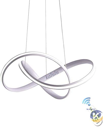 LED Suspension Lumière pendante Télécommande Moderne Art Désign Lampe suspendue pour Salon Cuisine Table de salle à manger Chambre Bureau Lustre Éclairage Manuel en français (white, 70cm-dimmable)