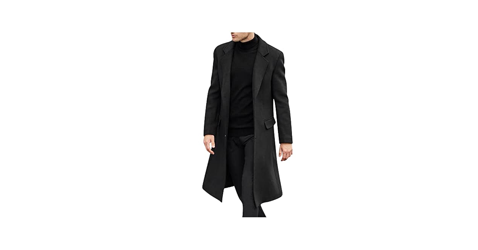 Ymosrh Mens Overcoat, Single Breasted Notched Collar Casual