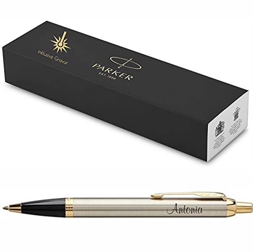 Bolígrafo personalizado Parker IM Core con grabado de nombres y mina negra en caja