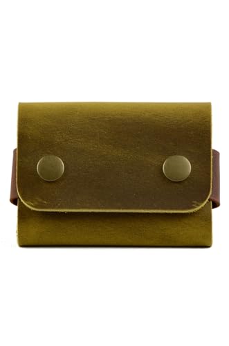 Genuine Leather Card Wallet, Handmade Minimalist Card Holder, Men & Women Stylish Money Holder, Small Business Gift (Yellow)