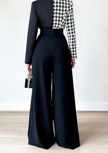 LROSEY Women Wide Leg Work Dress Pants Dressy Flowy High Waisted Pleated Palazzo Trousers for Business Office Wear Suit4