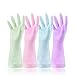 Produktbild 4 Paar wasserdichte Gummihandschuhe für Küche, Putzen, Spülen, Wäsche (Größe M, 4 kräftige Farben)
