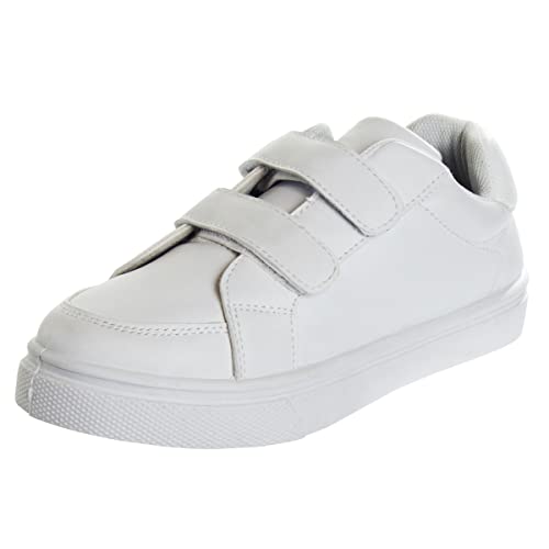 Image of French Toast Boys Girls Shoes -Unisex Athletic Casual Dress Kids School Uniform Loafer Oxford Canvas Tennis Sneakers (White /Black) (Little Kid /Big Kid)