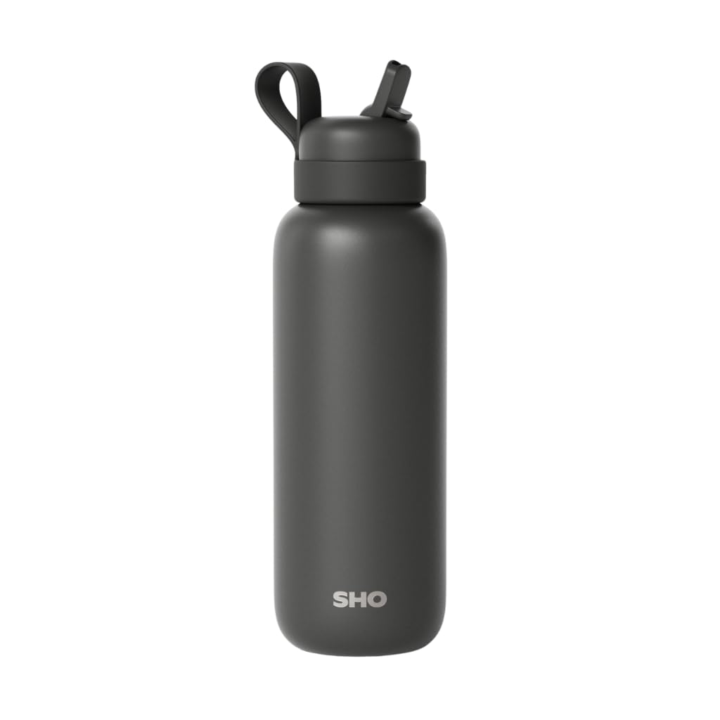 SHO Newt Insulated Stainless Steel Water Bottle (Charcoal, 500ml)