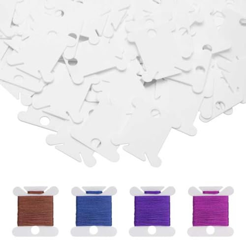 200 Pcs Embroidery Floss Bobbins Embroidery Thread Organizer Cross Stitch Supplies Embroidery Bobbins Plastic Embroidery Thread Cards for Sewing Thread Needlework Supplies((White)